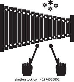 Xylophone vector icon illustration black and white