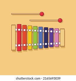 Xylophone Vector Illustration. Colorful Wooden Toys. Music Instrument Vector. Flat Cartoon Style Suitable for Web Landing Page, Banner, Flyer, Sticker, Card, Background