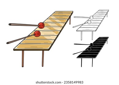 Xylophone vector illustration isolated on white background