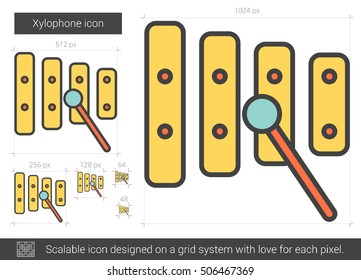 Xylophone vector line icon isolated on white background. Xylophone line icon for infographic, website or app. Scalable icon designed on a grid system.