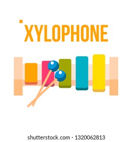 Xylophone Vector. Musical Child Instrument. Isolated Flat Cartoon Illustration