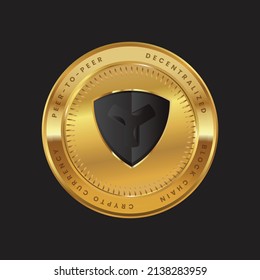 XYM Cryptocurrency logo in black color concept on gold coin. Symbol Coin Block chain technology symbol. Vector illustration.