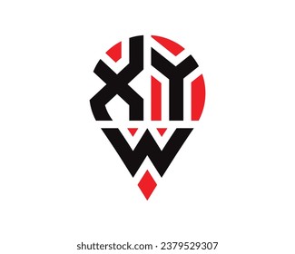 XYW letter location shape logo design. XYW letter location logo simple design.