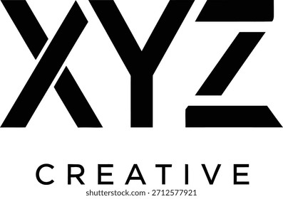 Logotipo de Vector mínimo creativo de XYZ con fuente moderna para la marca de la agencia de diseño.