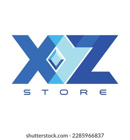 Almacén de diamantes XYZ vector inicial del logotipo en capa blanca aislada