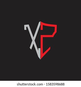 XZ Abstract logo monogram with shield elements isolated on black background
