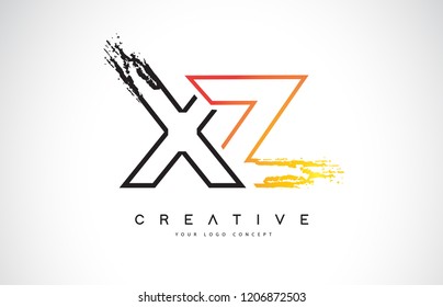 XZ Creative Modern Logo Design Vetor with Orange and Black Colors. Monogram Stroke Letter Design.