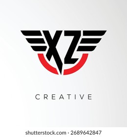 XZ Creative Wings Letter Logo com Modern Shield - Poderoso símbolo de marca e negócios	