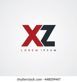 xz initial letter linked uppercase logo black red in white background