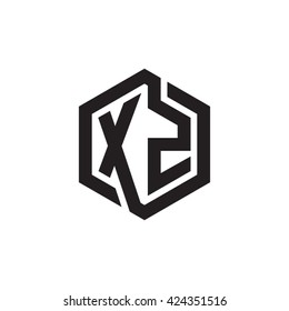 XZ initial letters looping linked hexagon monogram logo