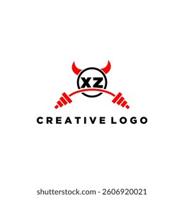 XZ initial monogram for fitnes or gym logo with devil style design