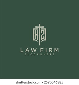 XZ initial monogram for law firm with sword and shield logo image