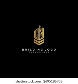 Logotipo de monograma inicial XZ para bienes raíces con estilo de construcción