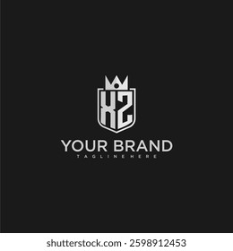 XZ initial monogram shield and crown vector image
