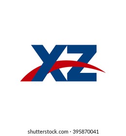 XZ initial overlapping swoosh letter logo blue red