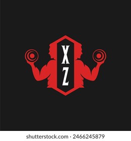 XZ initials fitness sport gym logo design vector