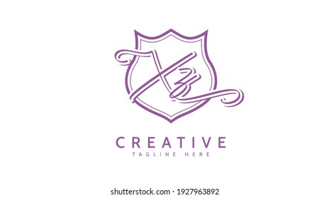 Iniciales XZ, vector de logotipo de escritura a mano