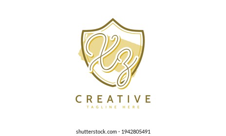 Iniciales XZ, vector de logotipo de escritura a mano