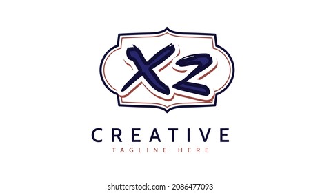 Iniciales Xz, vector de logotipo de escritura a mano