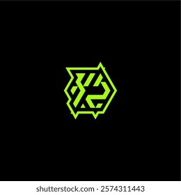 XZ letter cool and dynamic monogram esport gaming initial logo design concept