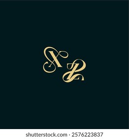 XZ letter elegant and curvy style monogram wedding logo initial bold concept design