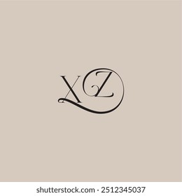 XZ letter elegant and luxury style dinamyc curvy initial concept monogram wedding logo
