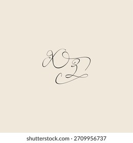 XZ letter initial royal design minimalist style curve monogram elegant concept logo