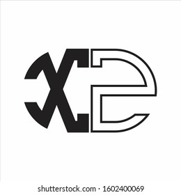 XZ Letter logo monogram with oval shape negative space design template white background