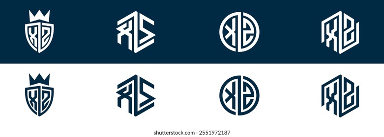 Diseño del conjunto de logotipos de la letra XZ