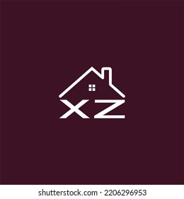XZ letter roof shape logo for real estate with house icon design