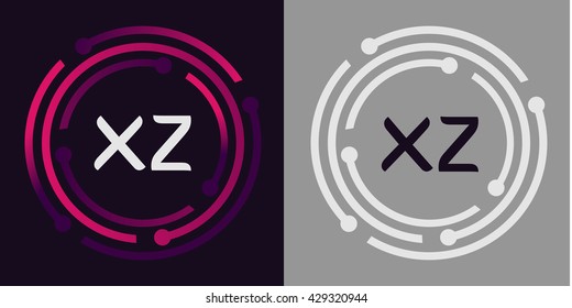 XZ letters business logo icon design template elements in abstract background logo, design identity in circle, alphabet letter