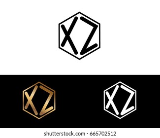 XZ letters linked with hexagon shape logo




