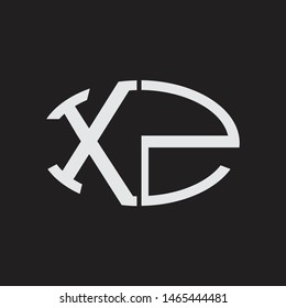 XZ Logo letter oval monogram design template with black and white colors