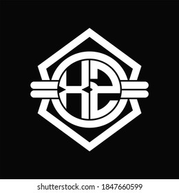 XZ logo monogram with circle shape isolated hexagon emblem rounded design template on black background