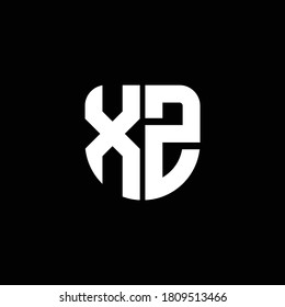 xz logo monogram with circular shape shield design template
