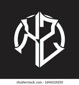 Monograma del logotipo XZ con emblema y plantilla de diseño redondeado en círculo