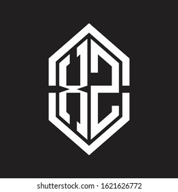 XZ Logo monogram with hexagon shape and outline slice style with black and white