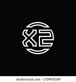 XZ-Logo-Monogramm mit negativem Platzkreis, abgerundete Design-Vorlage
