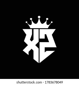 xz logo monogram shield shape with crown design template