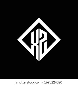 XZ logo monogram with square rotate style design template