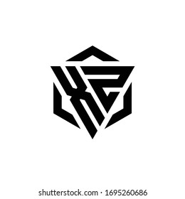 XZ-Logo-Monogramm mit Dreieck und hexagon-moderner Design-Vorlage einzeln auf weißem Hintergrund