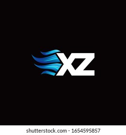 XZ monogram logo with blue fire style design template
