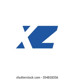 XZ negative space letter logo blue
