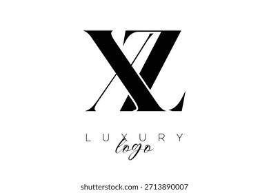 Logotipo de tipografía de monograma de letras serif XZ y xz para una identidad de marca de Premium elegante