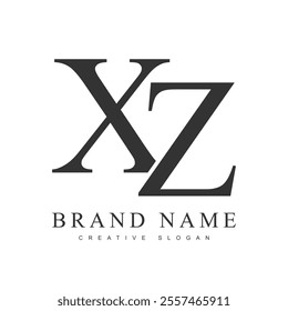 XZ trendy logotype template. Initial letter x and z classic font style. Creative logo for company name or identity. Vector illustration.