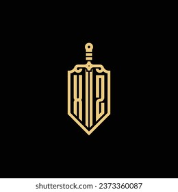 XZ vintage shield and sword initial logo in high quality professional design that will print well across any print media