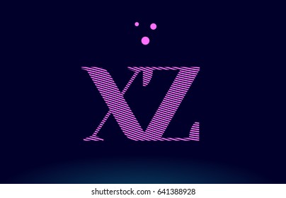 xz x z alphabet letter logo pink line stripes magenta purple blue font creative text dots company vector icon design template