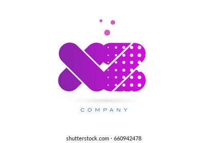 xz x z pink dots dotted letter logo alphabet creative company vector icon design template