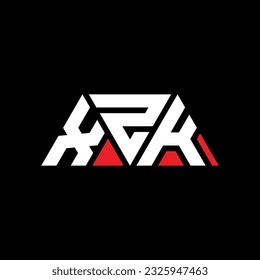 XZK triangle letter logo design with triangle shape. XZK triangle logo design monogram. XZK triangle vector logo template with red color. XZK triangular logo Simple, Elegant, and Luxurious design.