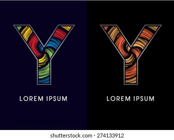 Y ,Abstract , font, concept Spin, designed using colors and gold silver bronze grunge brush,sign ,logo, symbol, icon, graphic, vector.